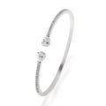 Copper bracelet with inlaid white or blue zircon crystals, simple fashion jewellery design