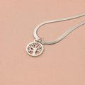 Stainless steel necklace with a U-shaped tree pendant on a snake bones chain.