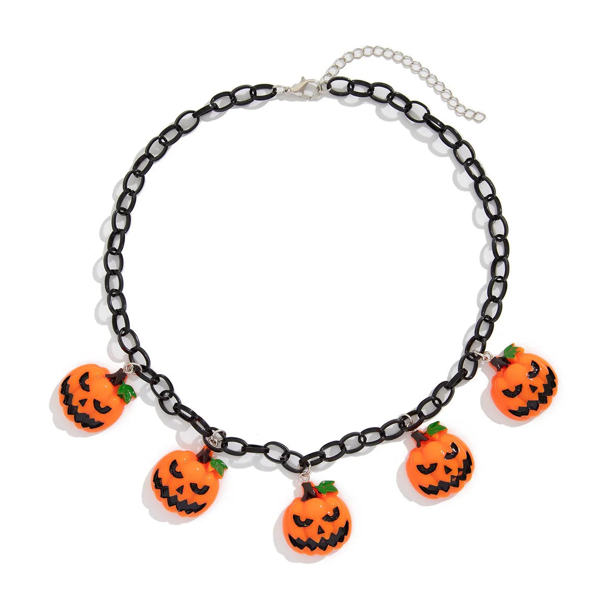 Halloween ghost pumpkin necklace with mixed colour acrylic pendant on regular chain