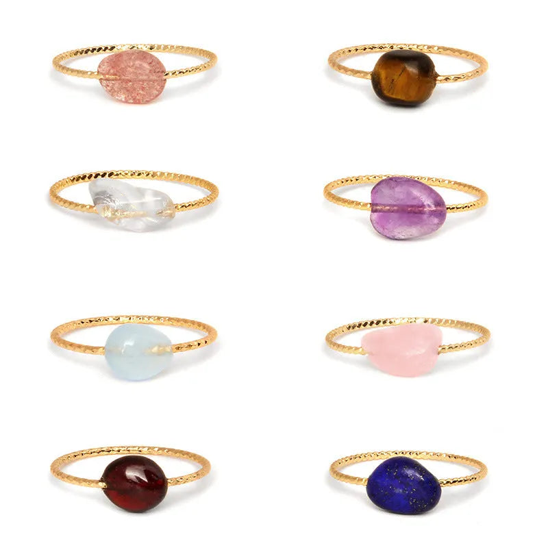 Women's geometric-shaped agate ring in an original design, showing one of eight available colour options.