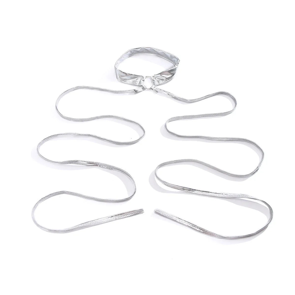 Silver alloy thigh chain with geometric shape and lace-up cross design for adjustable fitting