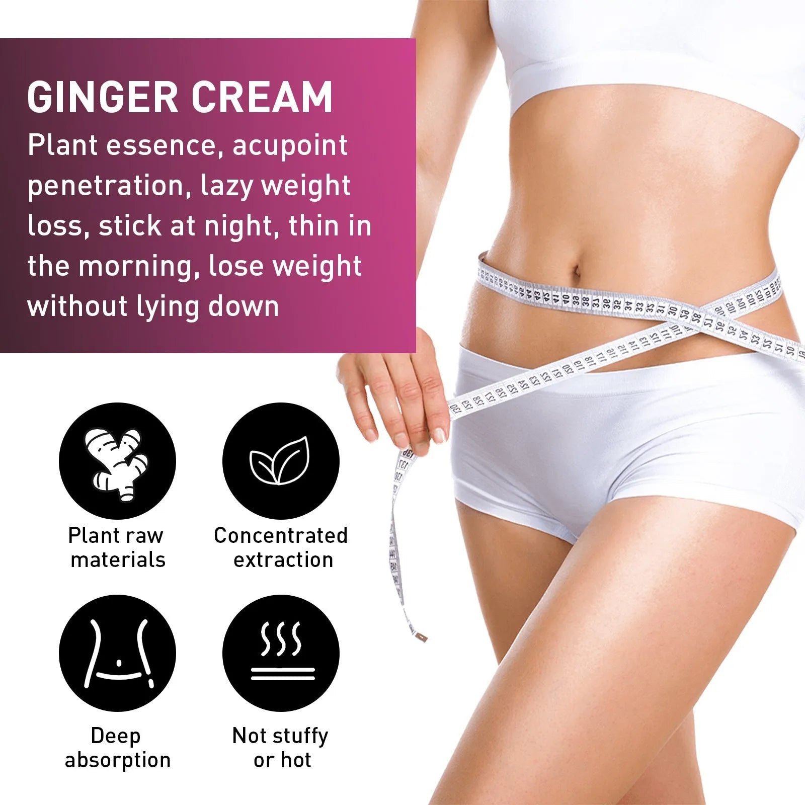 15g tube of Ginger Body Thigh Slimming Shaping Tightening Cream with olive oil and hyaluronic acid.