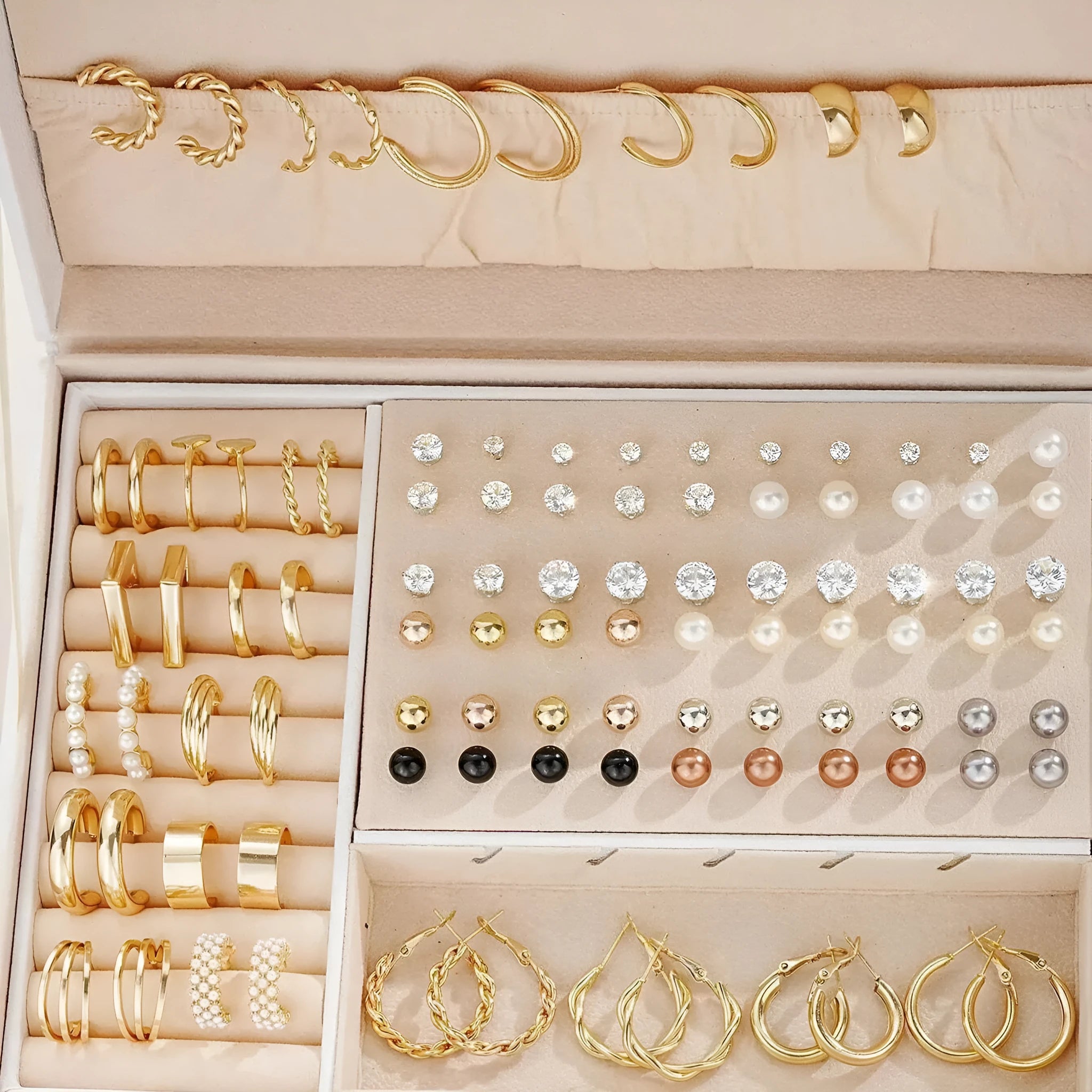 108 alloy geometric pearl earrings with gold and yellow electroplated finishes