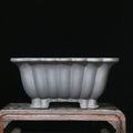 Purple sand ceramic square flower pot for desktop display with classical design