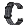 Nylon three-ring buckle replacement strap for Fitbit Charge 2, 3, 4, 5 fitness trackers in multiple colours.