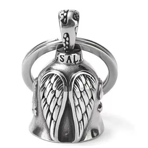 White vintage angel feather keychain and pendant necklace set on alloy