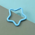 Zinc alloy five-pointed star keychain charm in assorted colours on a key ring.