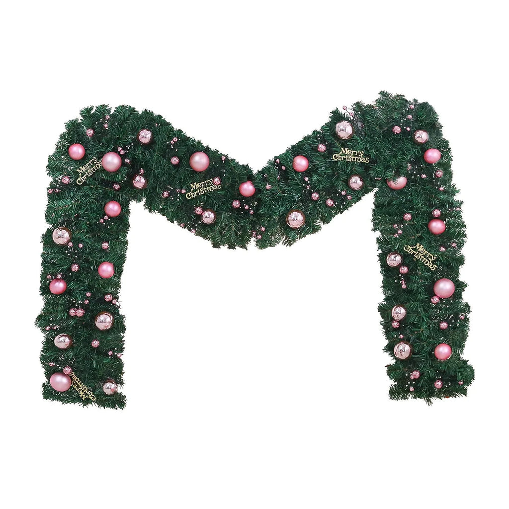 2.7 metre pink Christmas rattan wall decoration with 240 decorative elements and lighting options