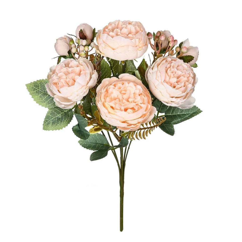 Artificial silk peony bouquet in five colour options for wedding and home decoration