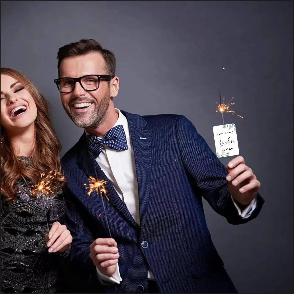 G45 style fireworks decorative paper labels with I Make Love Sparkling text for weddings