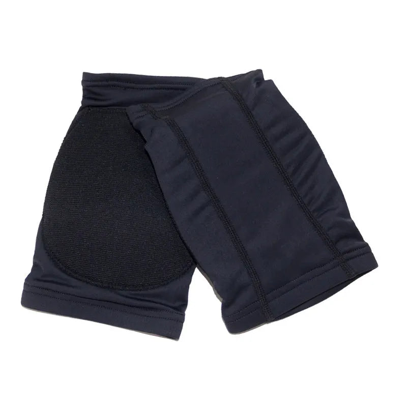 Ballet dance knee pads for yoga exercise in skin colour and black options, showing five size options