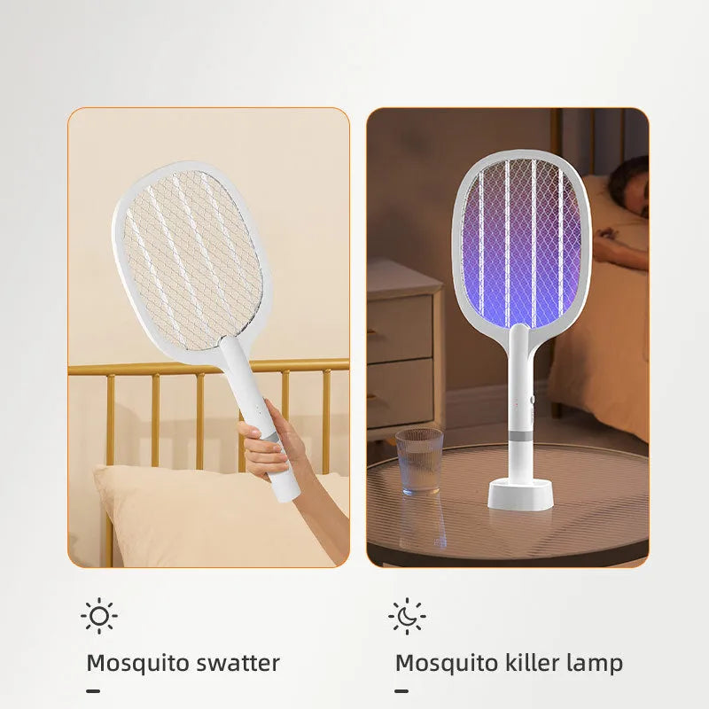 Rechargeable electric mosquito swatter in ABS plastic shell for indoor insect control