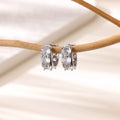 U-shaped clip-on earrings for women with inlaid zircon stones on stainless steel, colour E5772P.