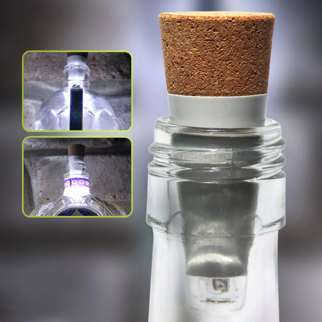 LED rechargeable bottle cap light with plastic shell and 15 LED lamp beads
