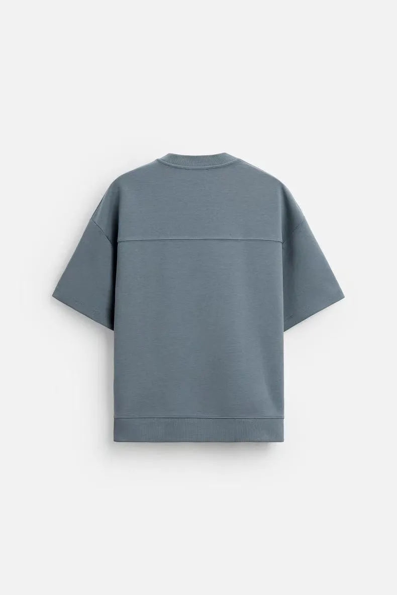 Loose double-sided cloth texture short sleeve shirt and matching shorts set in polyester