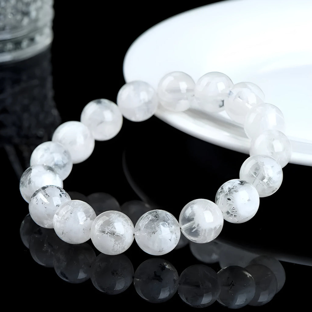 Women's crystal bracelet with blizzard snowflake round beads featuring ruyi and xiangyun design elements.