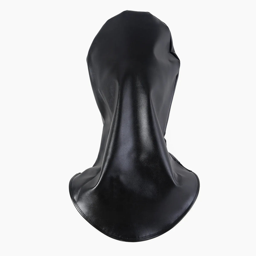 Black PU leather adjustable breathable mask for adult bondage and training scenarios