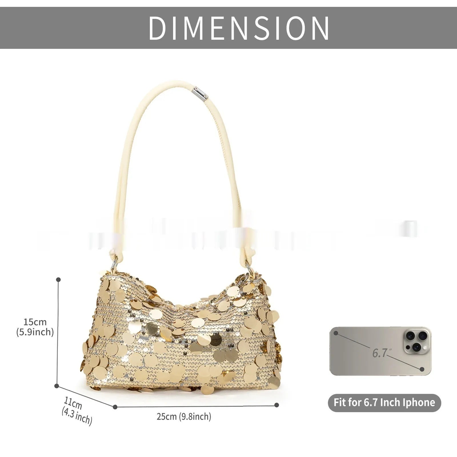 Women's polyester underarm shoulder bag in black colour showing sandwich pocket design and sewing thread detailing