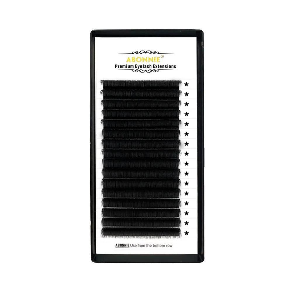 Close-up of 16-row dense mink hair false eyelashes showing length options from 8mm to 18mm.