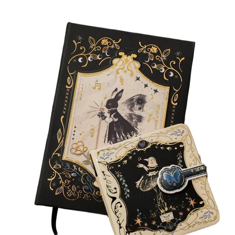 Retro art THALO gothic style A5 notebook with wood pulp paper and artistic cover design