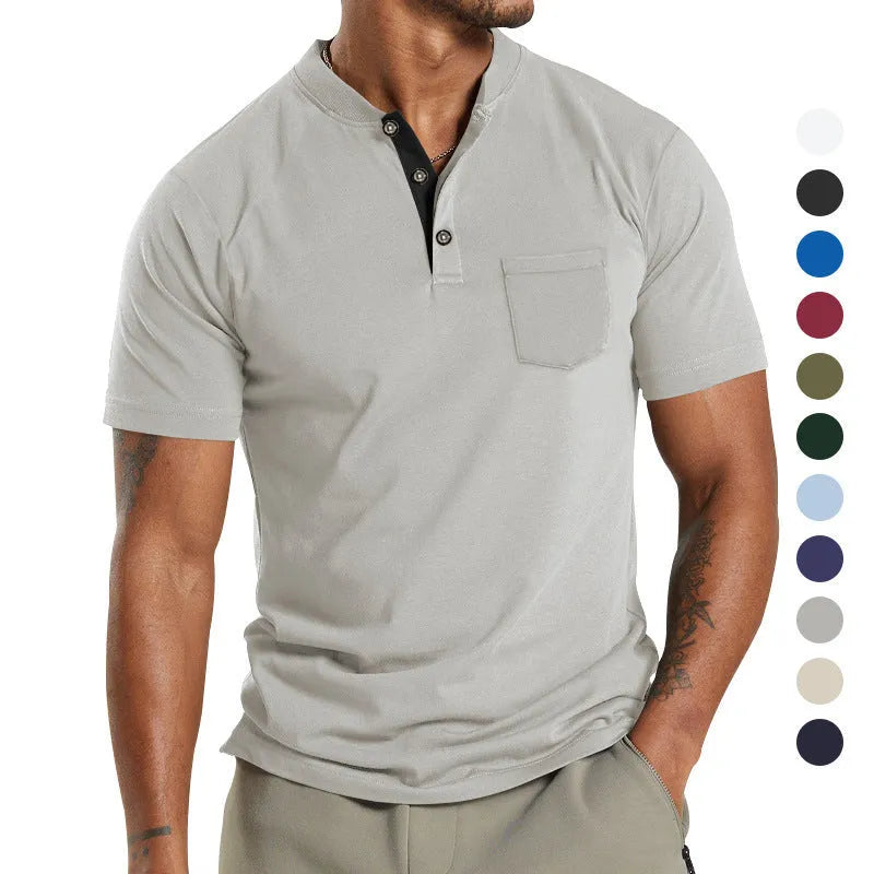 Plus size men's short sleeve button pocket shirt in polyester fabric available in multiple colours