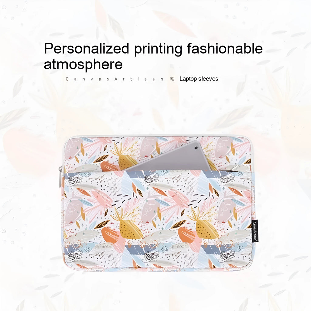 White 14-inch waterproof laptop sleeve made from PU leather for portable computer protection.