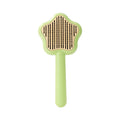 Green self-cleaning cat comb magic wand with stainless steel needles for pet grooming