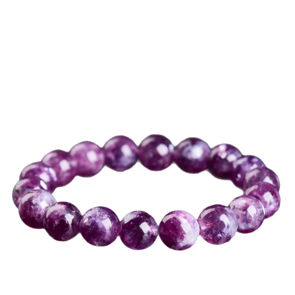 Purple pink crystal bracelet with geometric polished beads in unisex Korean style