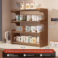 Multi-functional 4-layer desktop storage rack with arc cup holder in bamboo density plate, modern simplicity style