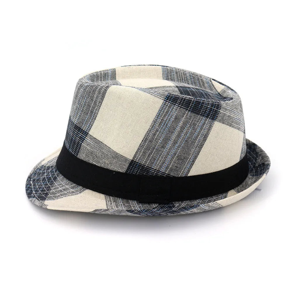 Blue polyester straw hat with bell crown and 4.5CM brim for sun protection