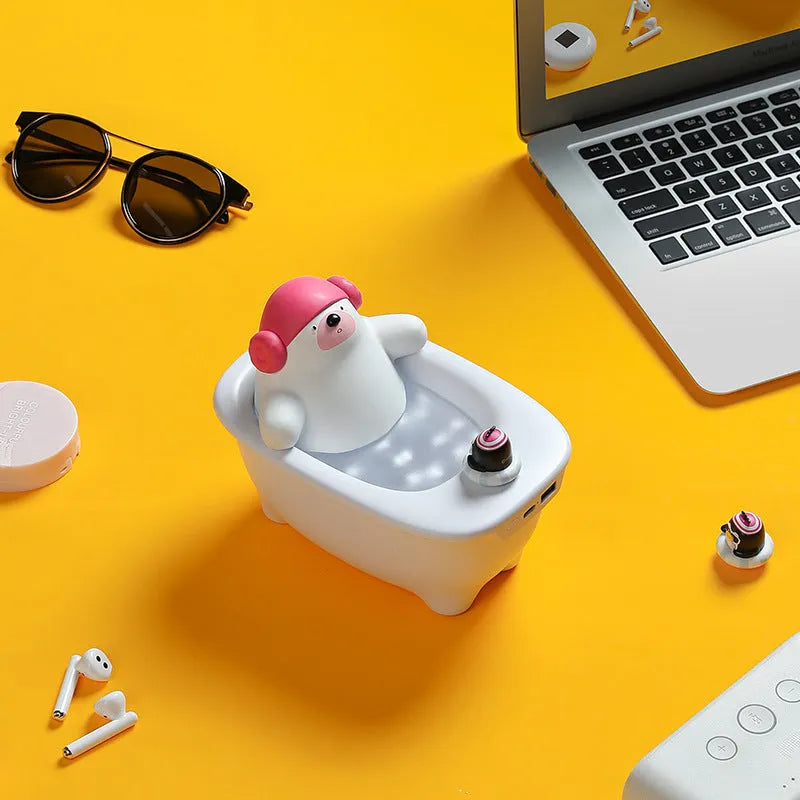 White USB air humidifier with large water tank on a desk.