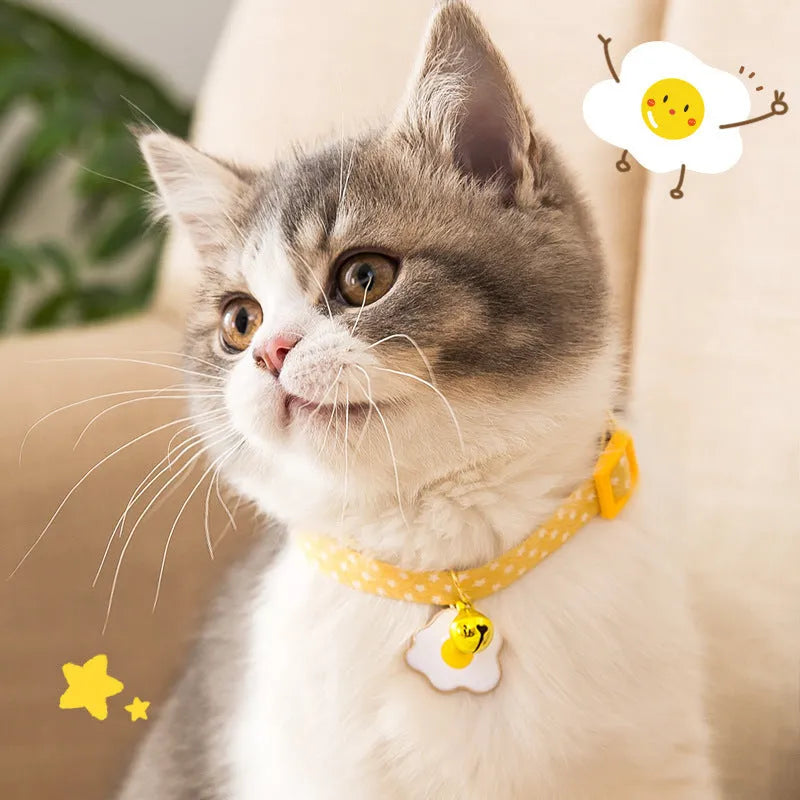 Adjustable cat collar with metal bell pendant and bow tie for small dogs