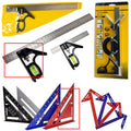 Two thin red 7-inch metal combination angle rulers with metric scales inside a transparent plastic storage bag.