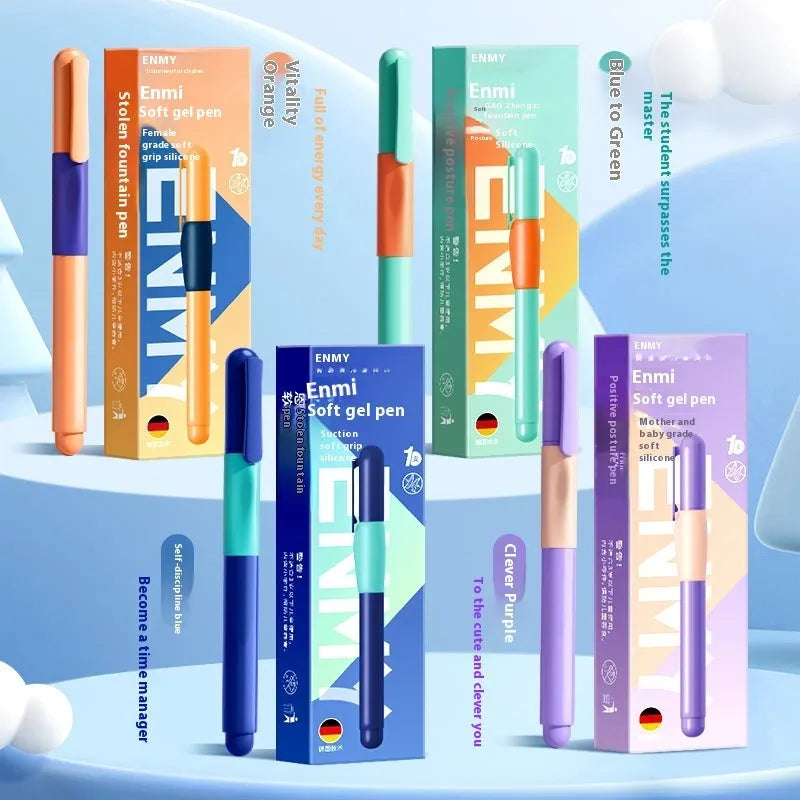 Student posture correction pen in plastic with four colour options including blue, purple, and orange