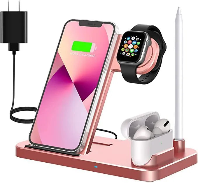 Folding 4-in-1 wireless charger with 15W quick charge for Apple iPhone devices