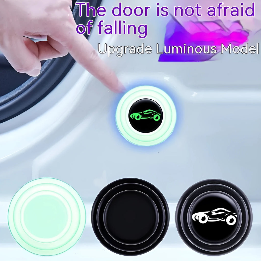 Black and luminous silicone car door shock pads showing 20mm thickness for door edge protection.