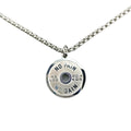 Stainless steel geometric barbell disk pendant necklace with 60cm chain on black background