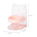 Grey pet feeding bowl with cat ear design and removable hanging cage attachment