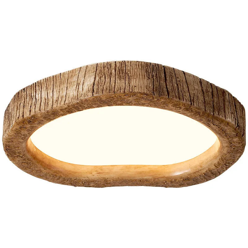 Wood grain finish bedroom ceiling lamp in new Chinese style with round shape