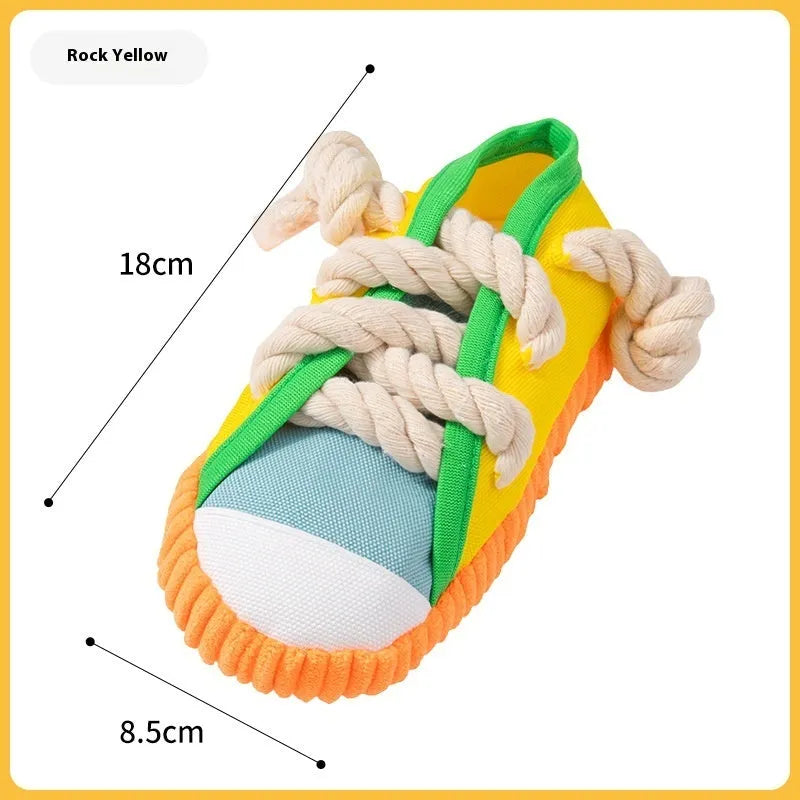 Plastic dog chew toy in yellow colour with bendable design for teething and anxiety relief