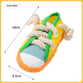 Plastic dog chew toy in yellow colour with bendable design for teething and anxiety relief