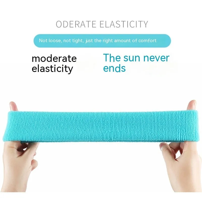 Elastic solid colour sports sweat headband in polyester spandex blend, shown in one of five colour options.