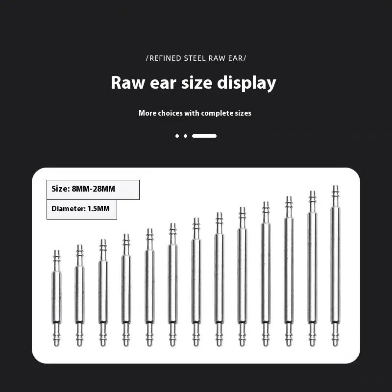 Watch bolt auricular needle spring shafts in six sizes from 21mm to 26mm