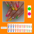 Detachable nail tips with diamond colour French design showing cartoon and cross heart patterns with application kit