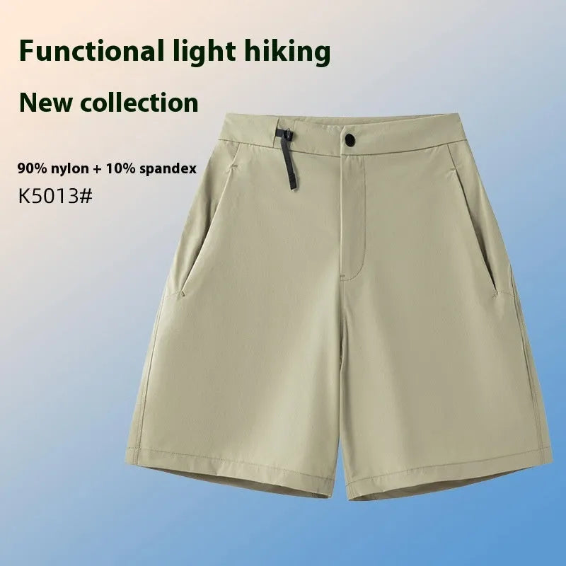 Men's quick-drying sports shorts in Army Green colour showing elastic fit and 3D cut for athletic movement.