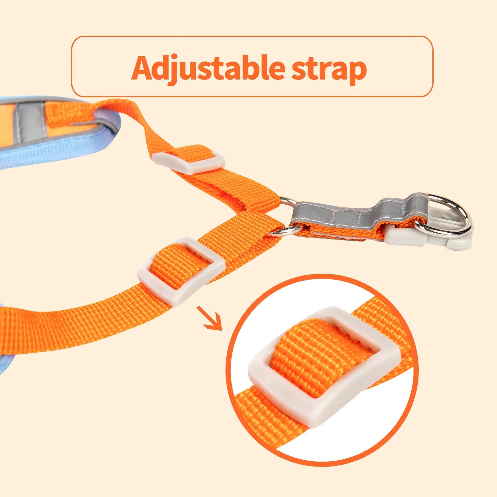Adjustable haulage rope dog harness in six colours with chest strap and anti-breaking design