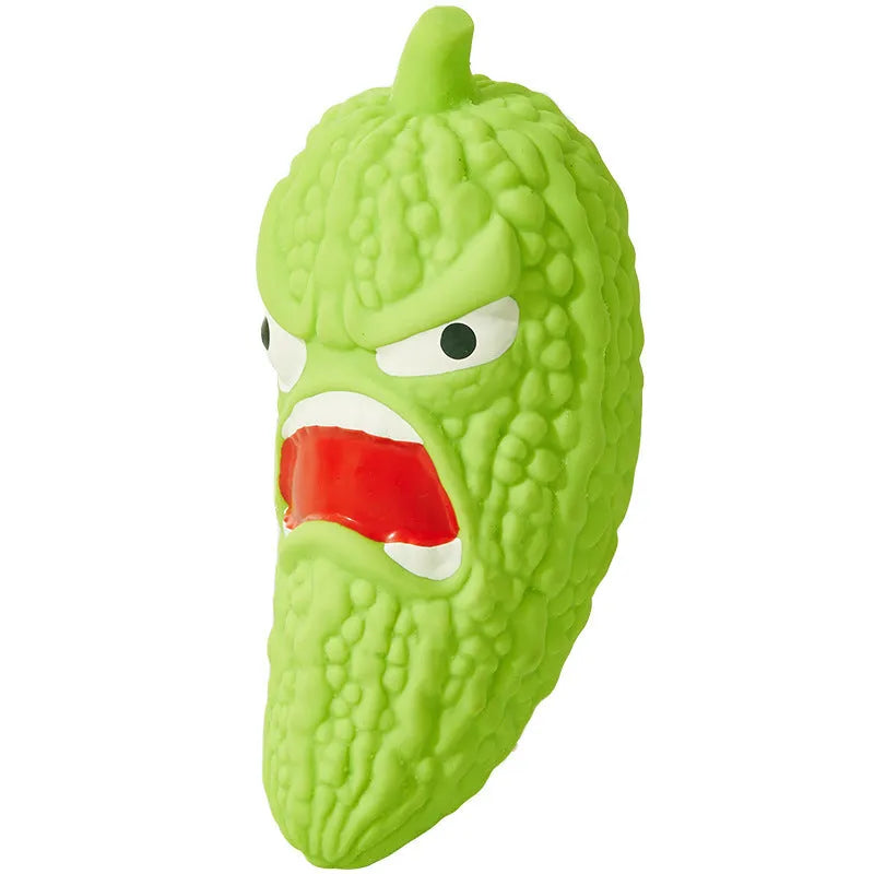 Bitter melon and chilli shaped dog chew toy for dental cleaning and boredom relief