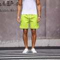 Men's loose fit workwear shorts in cool silk cotton fabric with micro-elastic waistband