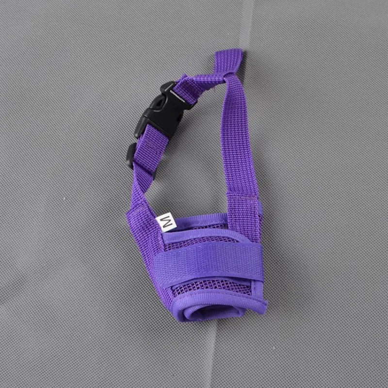 Adjustable plastic dog muzzle in multiple colours and sizes for biting and chewing control