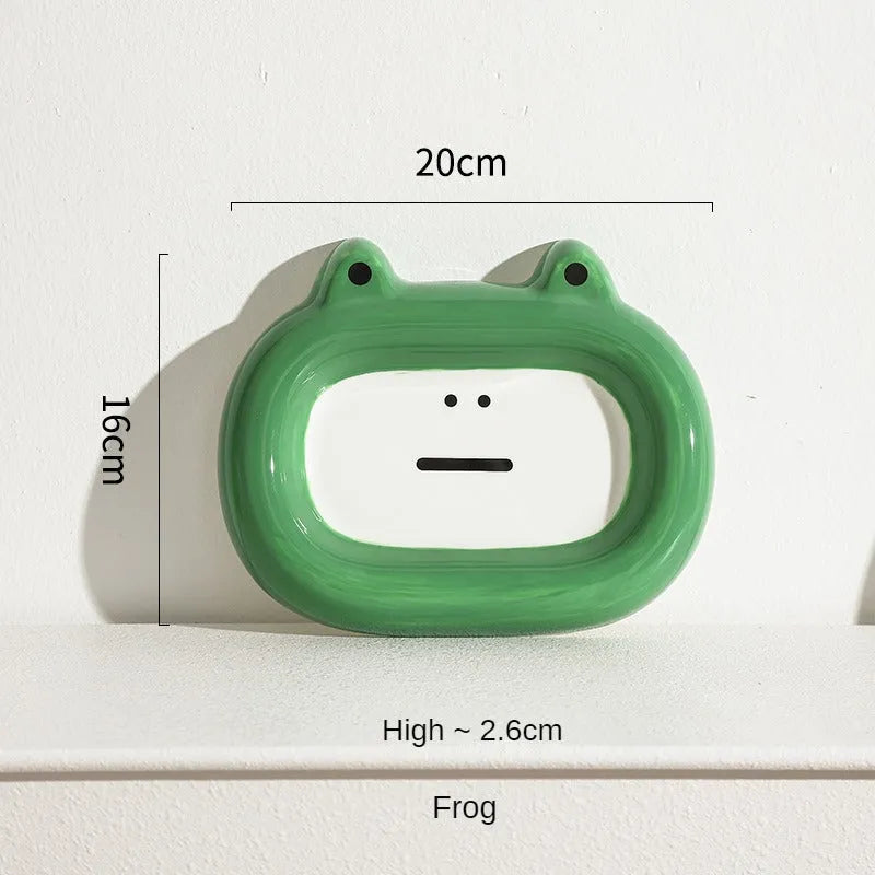 Ceramic pet feeding bowl with a choice of cat, frog, panda, or pig animal motif design.